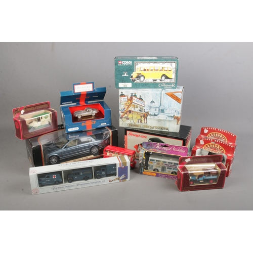 249 - A collection of diecast vehicles mostly boxed with Dinky, Corgi, Lledo and Matchbox examples includi... 