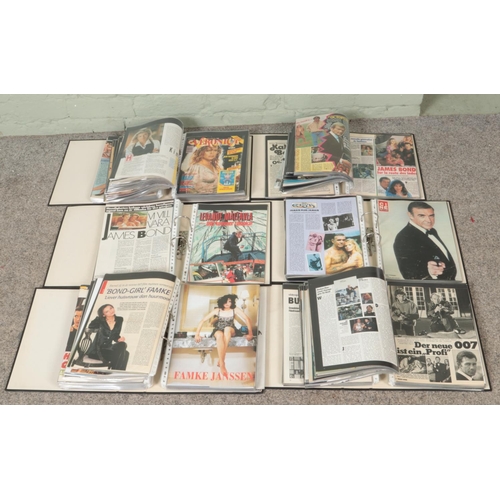 289 - Six folders containing a large collection of international James Bond related magazines and clipping... 