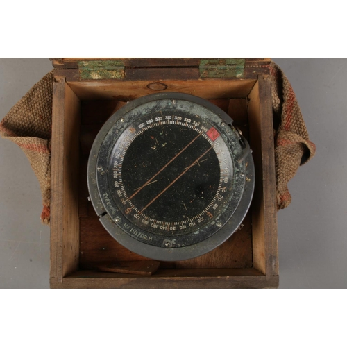 43 - An Air Ministry marked Type P8 Compass and original wooden carry case.