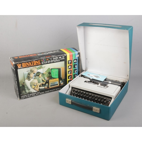 321 - A vintage Binatone MK10 in original box together with an Olivetti Dora portable typewriter.