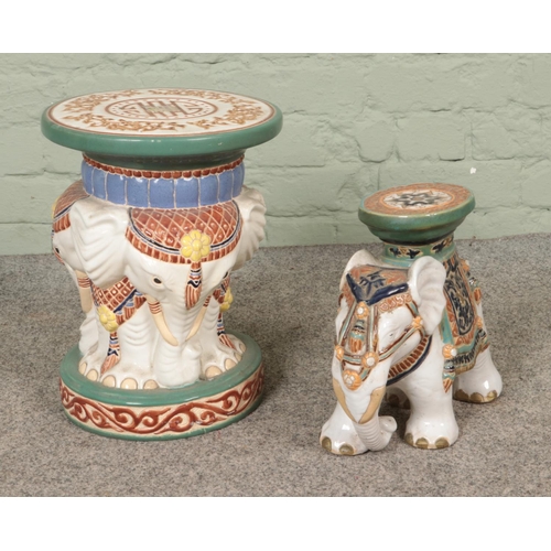 338 - Two ceramic plant stands formed as decorative Elephants.