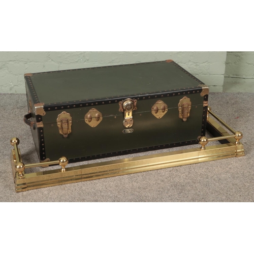 350 - A large Mossman of London travel trunk, together with a three piece extendable fender. Dimensions of... 