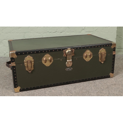 350 - A large Mossman of London travel trunk, together with a three piece extendable fender. Dimensions of... 