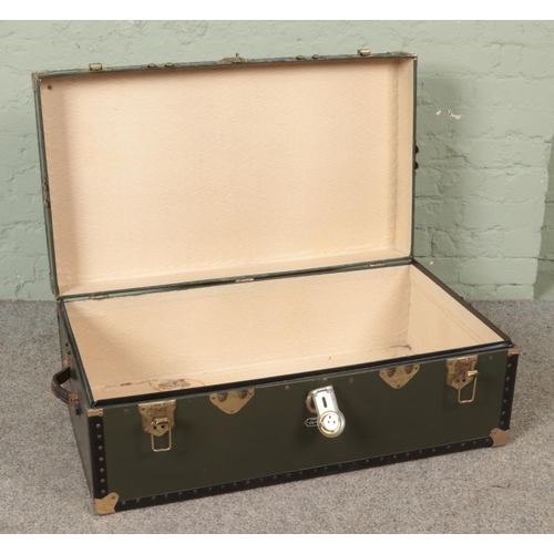 350 - A large Mossman of London travel trunk, together with a three piece extendable fender. Dimensions of... 