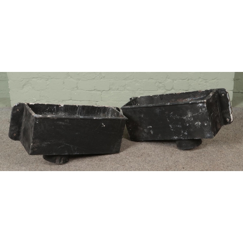 364 - Two heavy cast iron drain hoppers. Width: 69cm, Depth: 21cm.