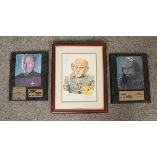 382 - Two limited edition framed and mounted signed photos of Patrick Stewart as Jean-Luc Picard and Micha... 