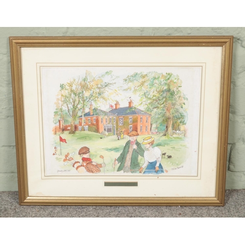 394 - Colin Carr, framed watercolour titled 'Grimsby Golf Club'. Dated 1989. (29cm x 40cm)