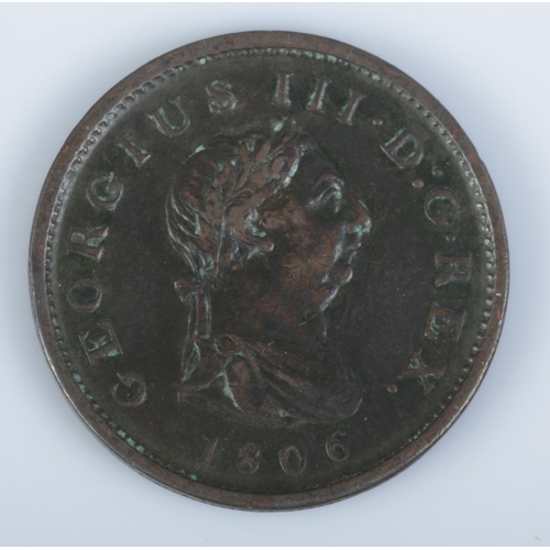 412 - An 1806 George III copper 'cartwheel' penny.