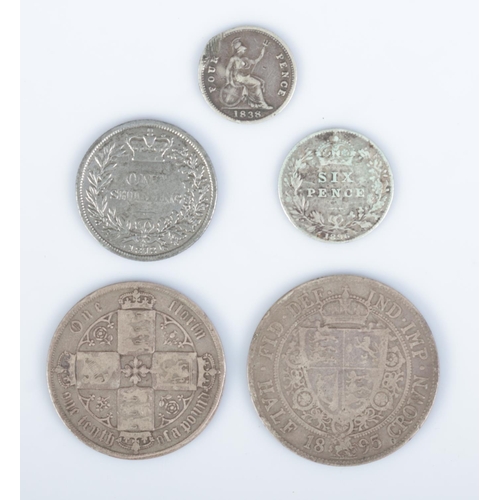 416 - A collection of Victorian silver coins to include 1895 half crown, 1838 groat, 1872 shilling, 1896 s... 