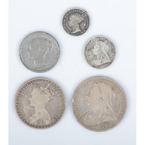 416 - A collection of Victorian silver coins to include 1895 half crown, 1838 groat, 1872 shilling, 1896 s... 