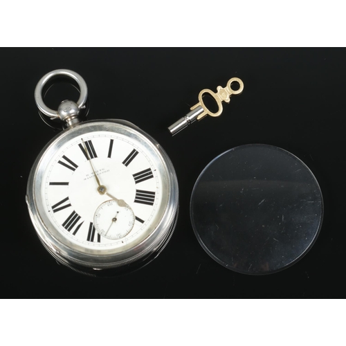 430 - A Victorian H White Manchester silver open faced pocket watch with roman numerals, subsidiary second... 