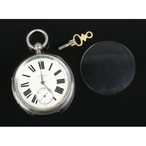 430 - A Victorian H White Manchester silver open faced pocket watch with roman numerals, subsidiary second... 