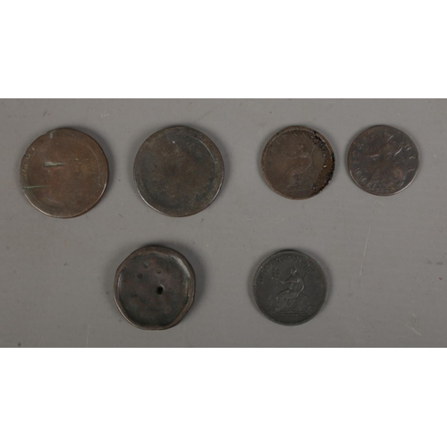 431 - A collection of Georgian pennies and half pennies to include 'cartwheel' and early 1730 example.