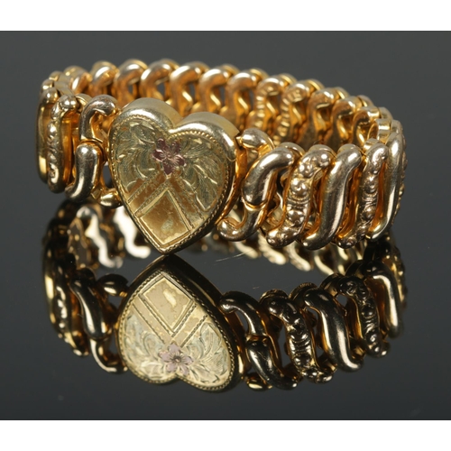 466 - A Pitman and Keeler American Queen sweetheart bracelet featuring expandable strap.