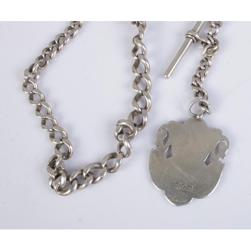 468 - A Victorian silver albert chain with silver fob. Hallmarked for Birmingham 1892 by William Walter Ca... 