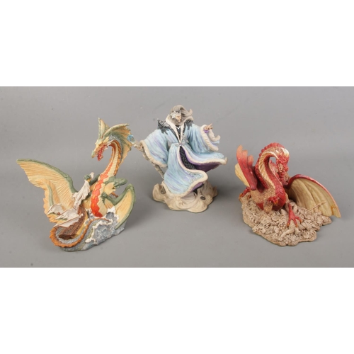 83 - Three Enchantica figures including Mezereon high wizard of winter, Snarlgard Autumn dragon and Levia... 