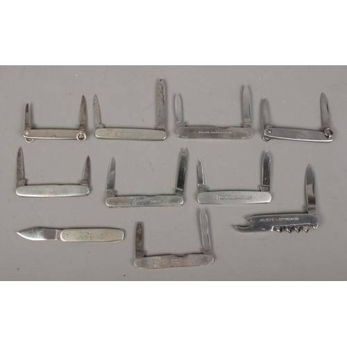 85 - Ten stainless steel pocket knives. Includes William Rodgers, Ibberson & Co, E.Blyde & Co, etc. CANNO... 