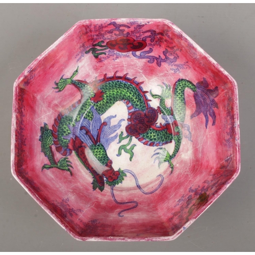 90 - Two pieces of octagonal shaped Bursley Ware ceramics in the 'Dragon' design, with dragon motif and b... 