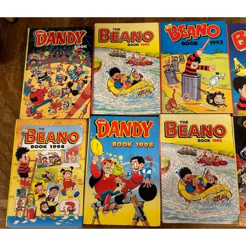 189 - Two boxes of assorted books and annuals to include Beano, Dandy, Kelly's Directory 1965-66, The Harm... 