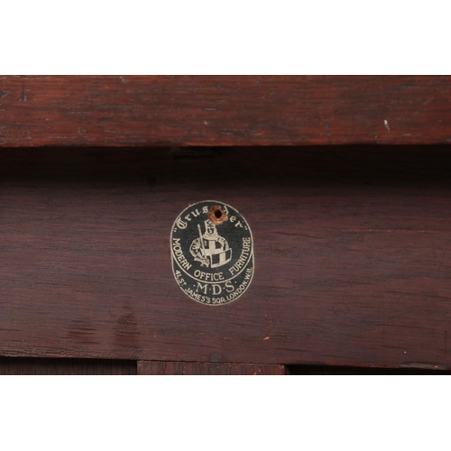 618 - A 1930's oak double pedestal desk, bears label for Crusader Modern Office Furniture, London.

Hx78cm... 