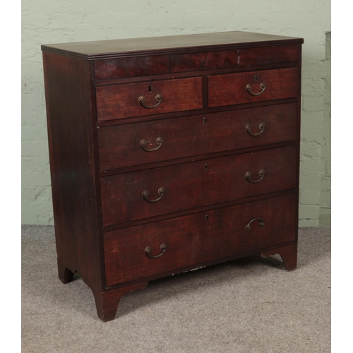 621 - A Georgian oak chest with ebonised strung edging to drawers and secrets drawers to top.

Hx110
Wx102... 