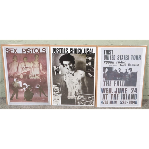 156 - Two Sex Pistol posters along with a The Fall example. Includes Pistols Shock USA, The Fall First Uni... 