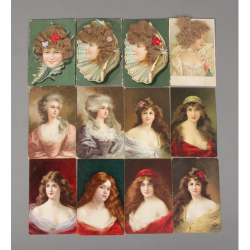 63 - A collection of rare late 19th century glamour beauties postcards produced by Raphael Tucks & Sons o... 