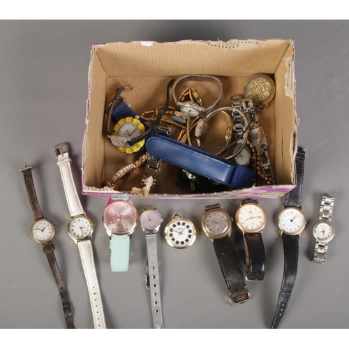 80 - A box of wristwatches. Includes Siro, Rotary, Reflex, etc.