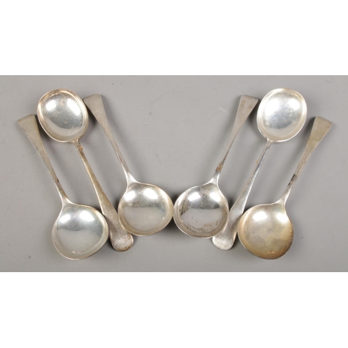 112 - A set of six silver table spoons. Assayed Sheffield 1934 by Cooper Brothers & Sons Ltd. 426g.