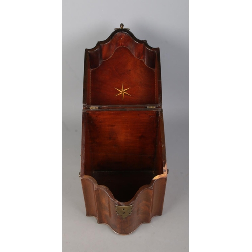 154 - A Georgian mahogany knife box. Having inlaid star motif to inside of lid. Height 35.5cm, Width 23cm,... 