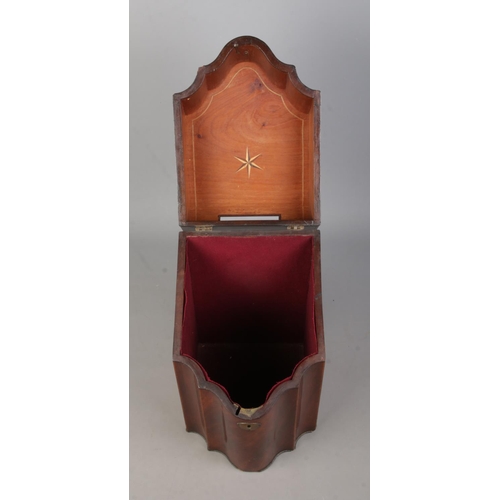 155 - A Georgian mahogany knife box. Having inlaid star motif to inside of lid. Height 36.5cm, Width 22cm,... 