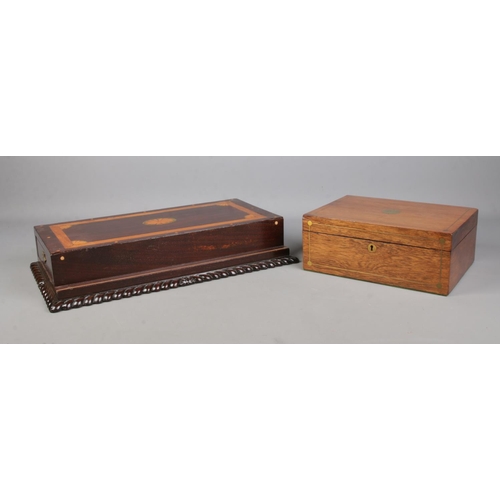 161 - A Victorian walnut jewellery box along with an inlaid mahogany box with double sided drawers, possib... 