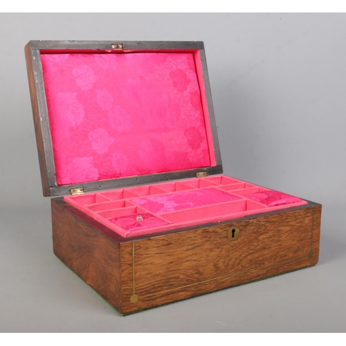 161 - A Victorian walnut jewellery box along with an inlaid mahogany box with double sided drawers, possib... 