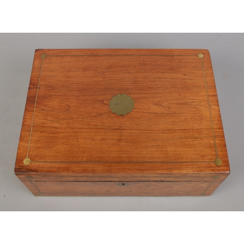 161 - A Victorian walnut jewellery box along with an inlaid mahogany box with double sided drawers, possib... 