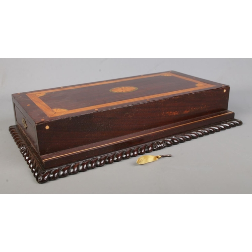 161 - A Victorian walnut jewellery box along with an inlaid mahogany box with double sided drawers, possib... 