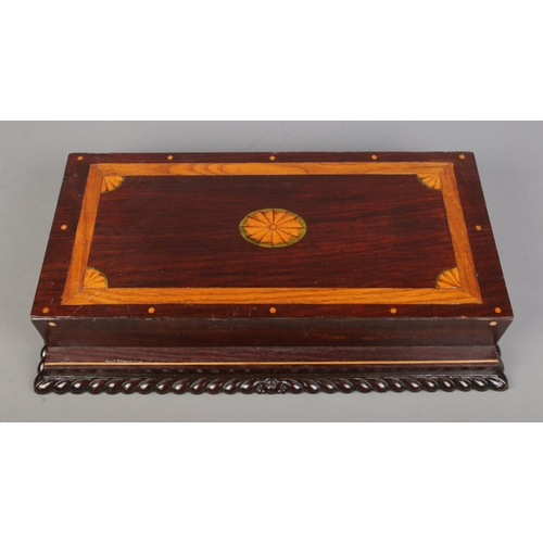 161 - A Victorian walnut jewellery box along with an inlaid mahogany box with double sided drawers, possib... 