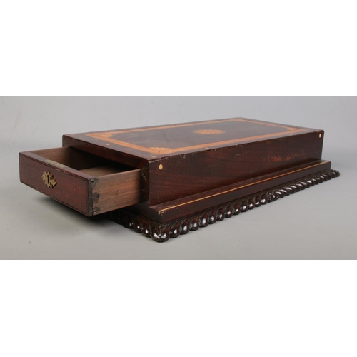 161 - A Victorian walnut jewellery box along with an inlaid mahogany box with double sided drawers, possib... 