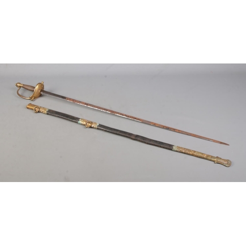 194 - An officer's dress sword with scabbard. Similar to an 1840 American Civil War period example. Having... 