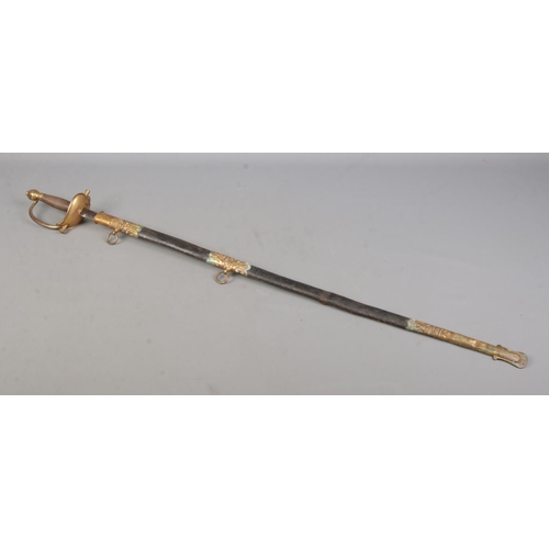 194 - An officer's dress sword with scabbard. Similar to an 1840 American Civil War period example. Having... 