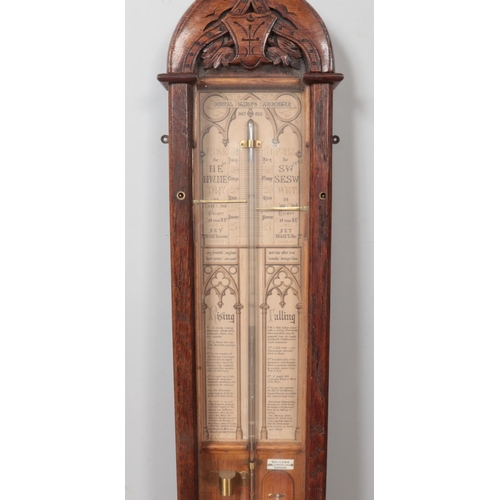 267 - A 19th century mahogany cased Admiral Fitzroys barometer. Length 107cm.