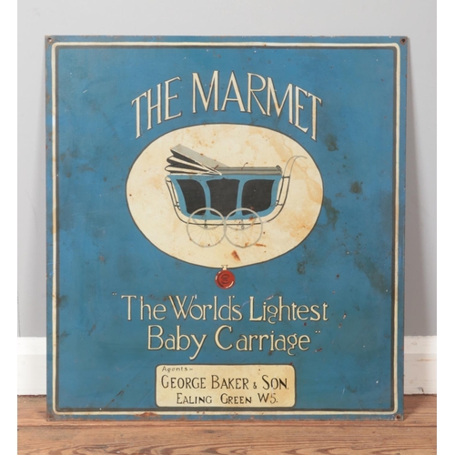 270 - An enamelled advertising sign for The Marmet. Agents George Baker & Son, Ealing Green. 60cm x 56cm.