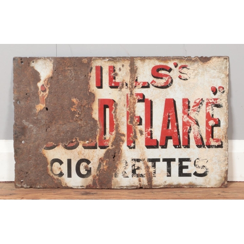 274 - An enamelled double sided advertising sign for Wills's Gold Flake Cigarettes. 30cm x 50cm.