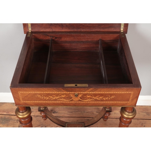 285 - An Edwardian marquetry inlaid vanity table. With fitted mirrored and fitted interior. Height 75cm.