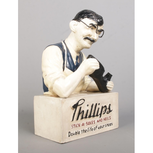 69 - A vintage Phillips advertising model for Stick A Soles And Heels. Made by Beritex. Height 31cm.