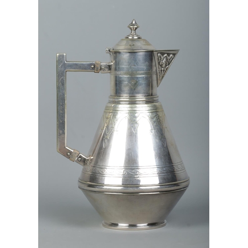 74 - A Jonas Bowen & Son silver plated hot water pot in the style of Christopher Dresser. Height 25cm.