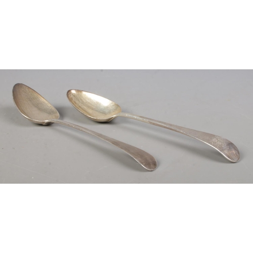 82 - Two George III Old English pattern silver serving/basting spoons. Assayed London 1796 by George Burr... 