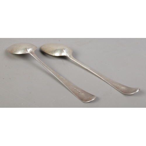 82 - Two George III Old English pattern silver serving/basting spoons. Assayed London 1796 by George Burr... 