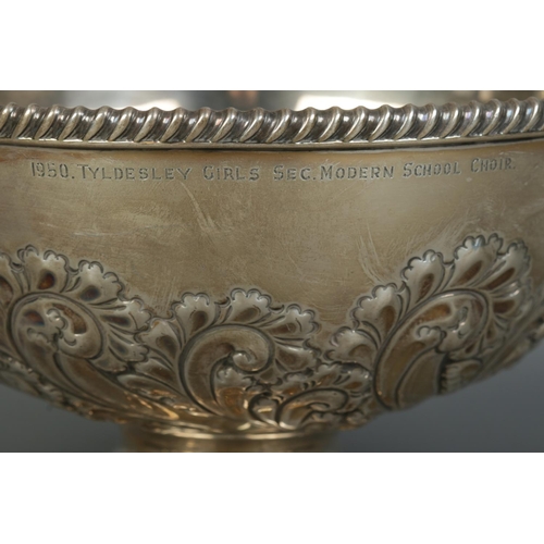 85 - A Victorian silver rose bowl. Bearing later presentation inscription for Blackpool Musical Festival;... 