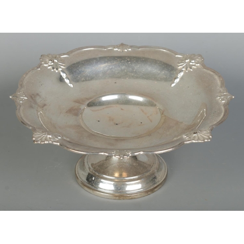 98 - A George V silver pedestal dish. Assayed Sheffield 1926 by Walker & Hall. Height 9cm, Diameter 23cm.... 