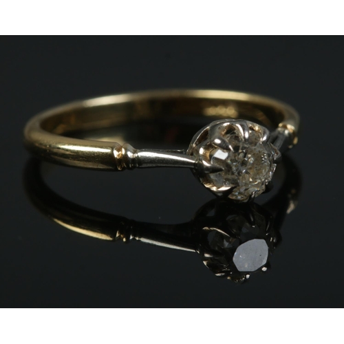 531 - An 18ct gold old cut diamond solitaire ring. Size P. 2.37g.